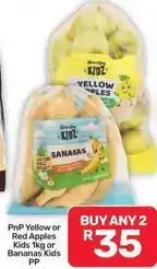 Pick n Pay Liquor Yellow or red apples kids or bananas kids offer
