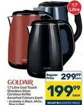 Pick n Pay Hypermarket Goldair - 1.7 litre cool touch stainless steel cordless kettle offer