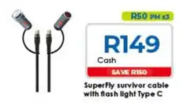 Chatz Connect SuperFly survivor cable with flash light Type C offer