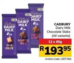 Jumbo CADBURY Dairy Milk Chocolate Slabs (All variants) offer