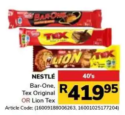 Jumbo NESTLÉ Bar-One, Tex Original OR Lion Tex offer
