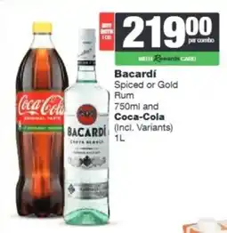 Spar Tops Bacardi Spiced or Gold Rum and Coca-Cola offer