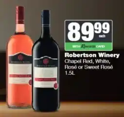 Spar Tops Robertson Winery Chapel Red, White, Rosé or Sweet Rosé offer