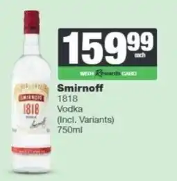 Spar Tops Smirnoff 1818 Vodka offer