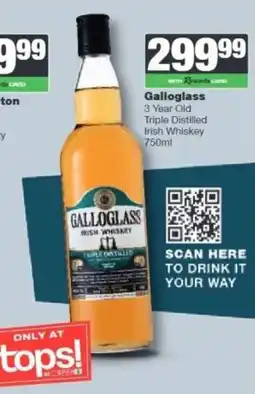 Spar Tops GalloGlass Irish Whiskey offer
