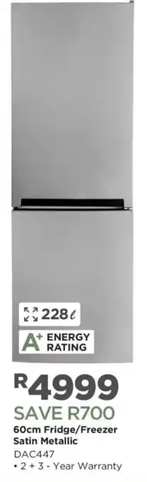 60cm Fridge/Freezer Satin Metallic
