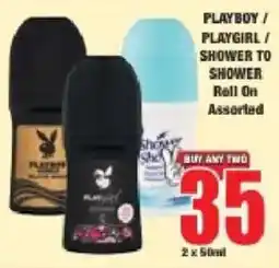 Boxer PLAYBOY / PLAYGIRL / SHOWER TO SHOWER Roll On Assorted offer
