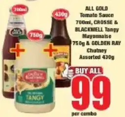 Boxer ALL GOLD Tomato Sauce & BLACKWELL Tangy Mayonnaise Assorted offer