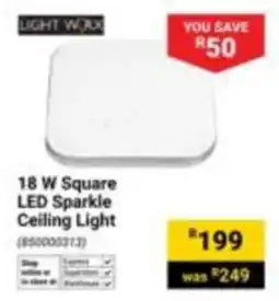 Builders Express LIGHT WORX 18 W Square LED Sparkle Ceiling Light offer