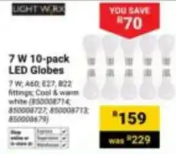Builders Express LIGHT WORK 7 W 10-pack LED Globes offer