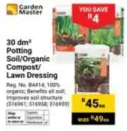 Builders Express Garden Master Potting Soil/Organic Compost/Lawn Dressing offer