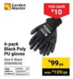 Builders Express Garden Master Black Poly PU gloves offer