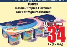 Boxer Superstores CLOVER Classic Tropika Flavoured Low Fat Yoghurt Assorted offer