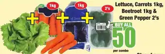 Lettuce, Carrots, Beetroot & Green Pepper