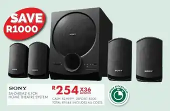 SONY SA-D40M2 4.1CH HOME THEATRE SYSTEM
