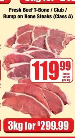 Boxer Fresh Beef T-Bone / Club / Rump On Bone Steaks (Class A) offer