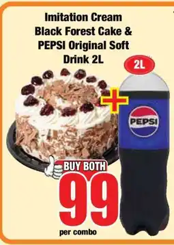 Boxer Imitation Cream Black Forest Cake & PEPSI Original Soft Drink 2L offer
