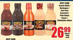 Boxer BEST COOK Sweet Chilli / Barbeque / Peri-Peri Assorted / Pele-Naise Sauce / Chakalaka-Naise offer