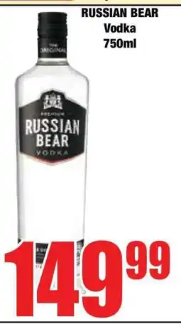Boxer Russian Bear Vodka 750ml offer