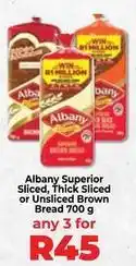 Albany - superior sliced, thick sliced or unsliced brown bread 700 g