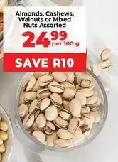 Food Lover's Market Almonds, cashews, walnuts or mixed nuts assorted offer