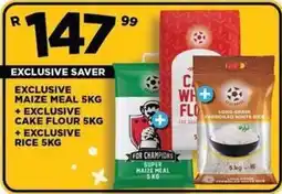 Goal Supermarket EXCLUSIVE MAIZE MEAL 5KG + EXCLUSIVE CAKE FLOUR 5KG + EXCLUSIVE RICE 5KG offer