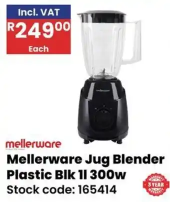 Mellerware Jug Blender Plastic Blk