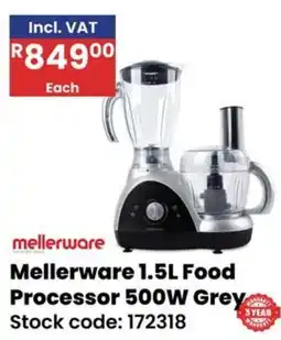 Africa Cash and Carry Mellerware 1.5L Food Processor 500W Grey offer