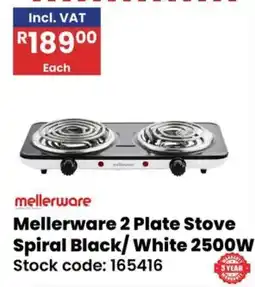 Africa Cash and Carry Mellerware 2 Plate Stove Spiral Black/ White offer