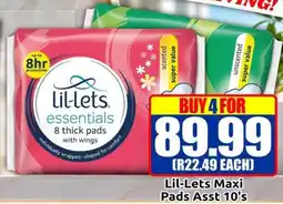 Three Star Cash and Carry Lil-Lets Maxi Pads Assorted offer