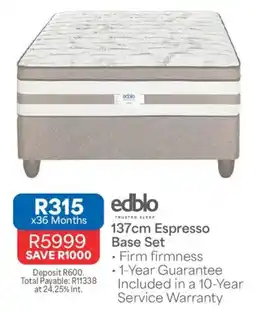 OK Furniture edblo 137cm Espresso Base Set offer