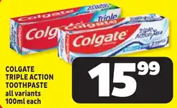 Usave Colgate Triple Action Toothpaste offer