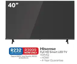 OK Furniture Hisense Full HD Smart LED TV 40A4Q offer