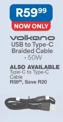 OK Furniture volkano USB to Type-C Braided Cable offer