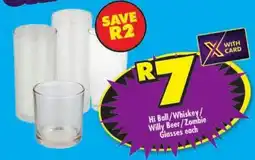 Shoprite Hi Ball/Whiskey/Willy Beer/Zombie Glasses offer