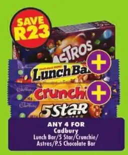 Shoprite Cadbury Lunch Bar/5 Star/Crunchie/Astros/P.S Chocolate Bar offer
