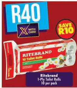 Shoprite Ritebrand 1-Ply Toilet Rolls offer