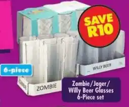 Shoprite Zombie/Jager/Willy Beer Glasses offer