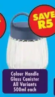Shoprite Colour Handle Glass Canister offer