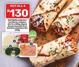 Pick n Pay Hypermarket PnP White or Brown Tortilla, Chicken Stir Fry, Ripe & Ready Avocado & Rainbow Coleslaw Mix offer