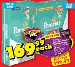 Shoprite Pampers Active Baby Value Pack Disposable Nappies offer