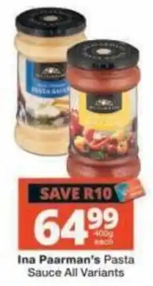 Checkers Ina Paarman's Pasta Sauce All Variants offer