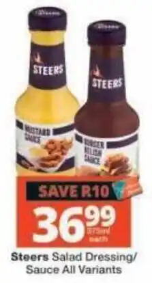 Checkers Steers Salad Dressing/Sauce All Variants offer