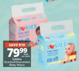 Checkers Lovies Scented/Unscented Baby Wipes offer
