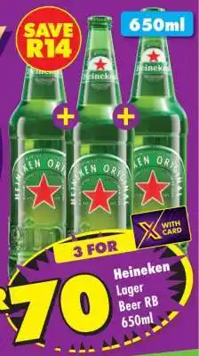 Shoprite Heineken Lager Beer RB 650ml offer