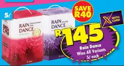 Shoprite Rain Dance Wine All Variants 5ℓ each offer