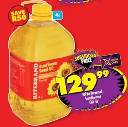 Shoprite RITEBRAND SUNFLOWER OIL 4ℓ offer
