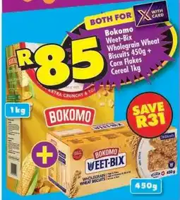 Shoprite Bokomo Weet-Bix Wholegrain Wheat Biscuits 450g + Corn Flakes Cereal 1kg offer