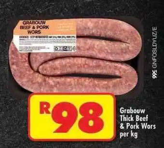 Shoprite Grabouw Thick Beef & Pork Wors offer