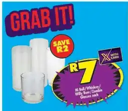 Shoprite Hi Ball/Whiskey/Willy Beer/Zombie Glasses each offer